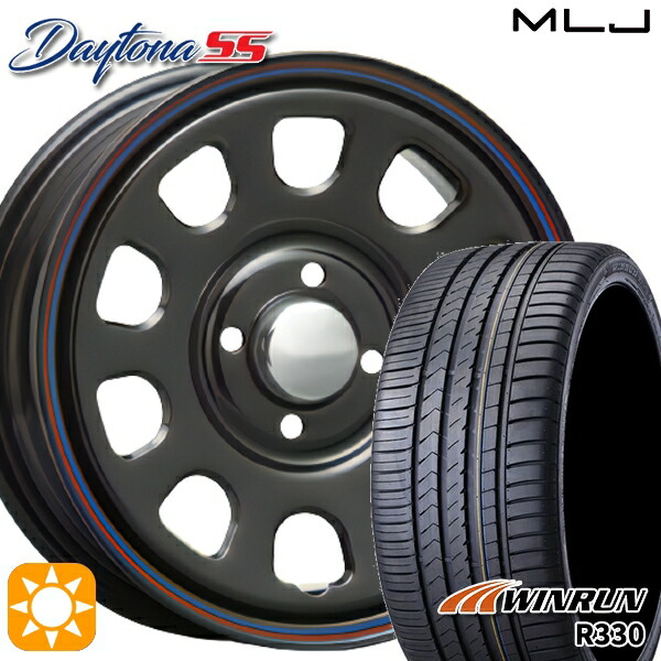 165/55R14 72H ウィンラン R330 MLJ デイトナ SS ブラック 14インチ 5.0J 4H100 サマータイヤホイールセット
