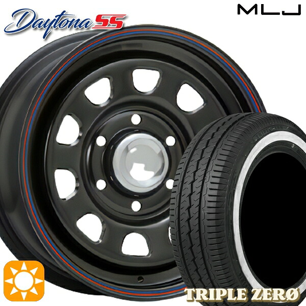 195/80R15 107/105R タイヤフロッグ トリプルゼロ ホワイトリボン MLJ デイトナ SS ブラック 15インチ 6.5J 6H139.7 サマータイヤホイールセット|タイヤホイール激安王国