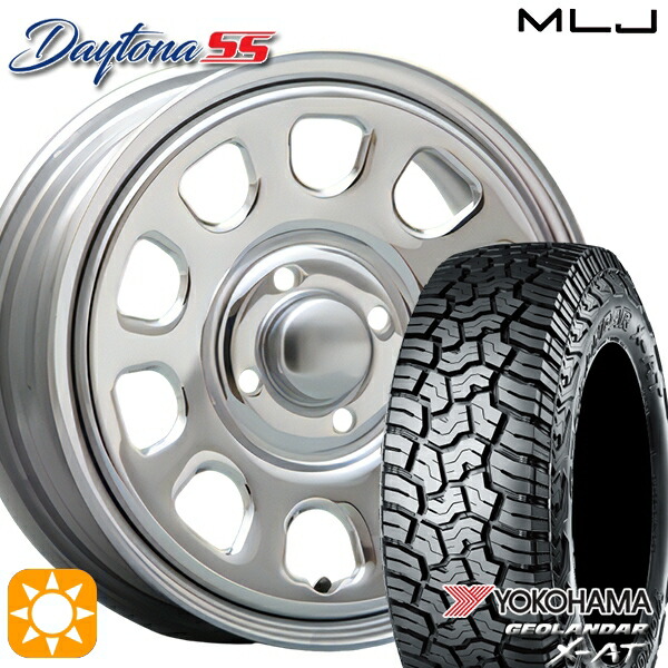 145R14C 85/83Q ヨコハマ（YOKOHAMA）ジオランダーX-AT G016 MLJ デイトナ SS14インチ 5.0J 4H100 クローム 新品サマータイヤホイール 4本セット 送料無料 ｜タイヤホイール激安王国