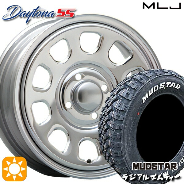 アゲトラ 165/65R14 79S マッドスター ラジアル M/T ホワイトレター MLJ デイトナ SS クローム 14インチ 5.0J 4H100 サマータイヤホイールセット