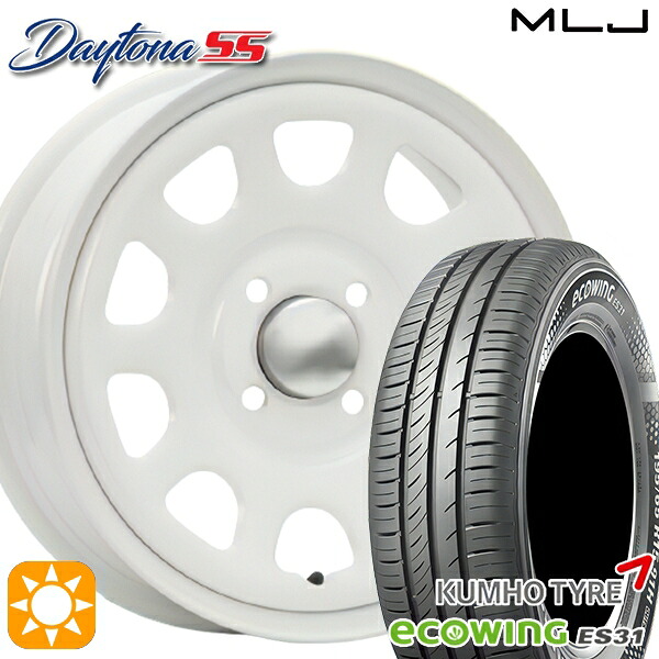 155/65R14 75T クムホ エコウィング ES31 MLJ デイトナ SS オールホワイト 14インチ 5.0J 4H100 サマータイヤホイールセット