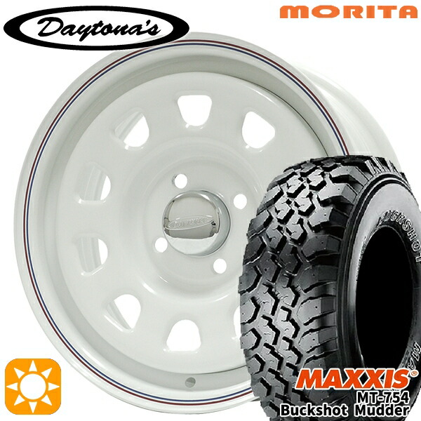 プロボックス 195R14 8PR マキシス バックショットマッダー MT754 MRT DAYTONA'S デイトナズ ホワイト 14インチ 6.0J 4H100 サマータイヤホイールセット