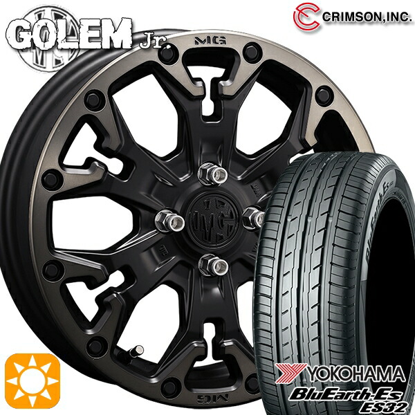 165/65R15 81S ヨコハマ ブルーアース ES32 クリムソン MG ゴーレムJr. マットブラッククリア 15インチ 4.5J 4H100 +43 サマータイヤホイールセット|タイヤホイール激安王国