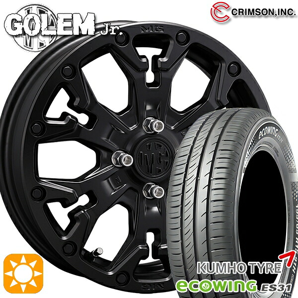 165/65R15 81H クムホ エコウィング ES31 クリムソン MG ゴーレムJr. マットブラック 15インチ 4.5J 4H100 +43 サマータイヤホイールセット