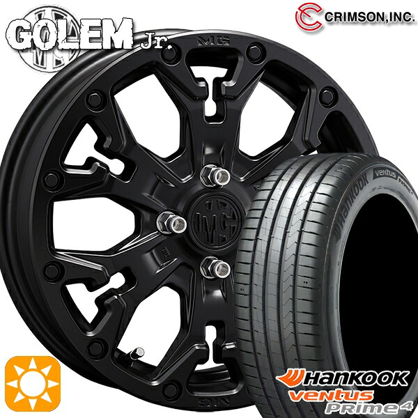 195/65R16 92V ハンコック ベンタスプライム4 K135 クリムソン MG ゴーレムJr. マットブラック 16インチ 6.0J 4H100 +38 サマータイヤホイールセット｜タイヤホイール激安王国
