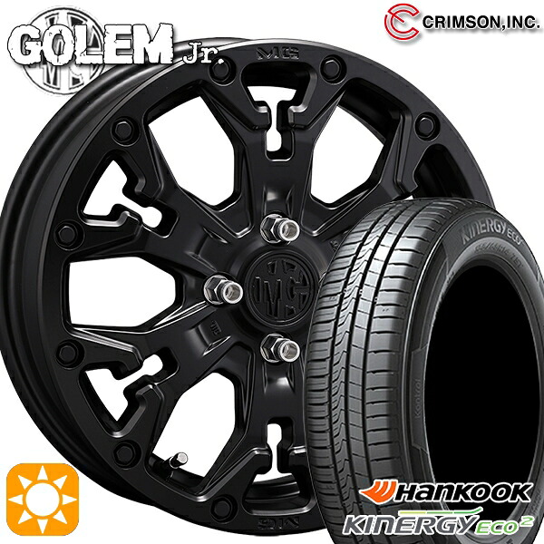165/50R15 72V ハンコック キナジーエコ2 K435 クリムソン MG ゴーレムJr. マットブラック 15インチ 4.5J 4H100 +43 サマータイヤホイールセット|タイヤホイール激安王国
