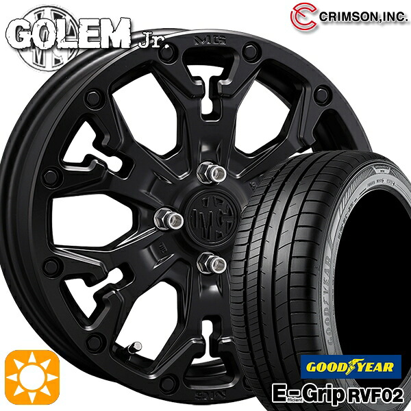 165/60R15 77H グッドイヤー エフィシェントグリップ RVF02 クリムソン MG ゴーレムJr. マットブラック 15インチ 4.5J 4H100 +43 サマータイヤホイールセット｜タイヤホイール激安王国