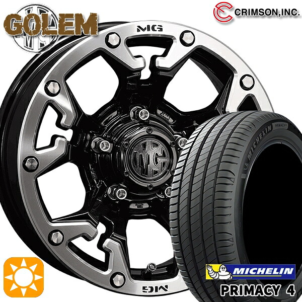 195/60R16 93V XL ミシュラン プライマシー4 クリムソン MG ゴーレム ブラックマシニングリップ 16インチ 7.0J 5H114.3 サマータイヤホイールセット