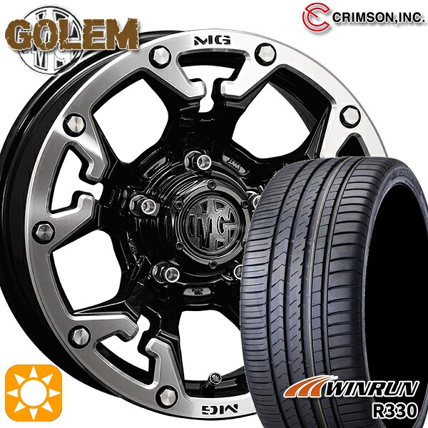 225/50R17 98W XL ウィンラン R330 クリムソン MG ゴーレム ブラックマシニングリップ 17インチ 7.0J 5H114.3 サマータイヤホイールセット