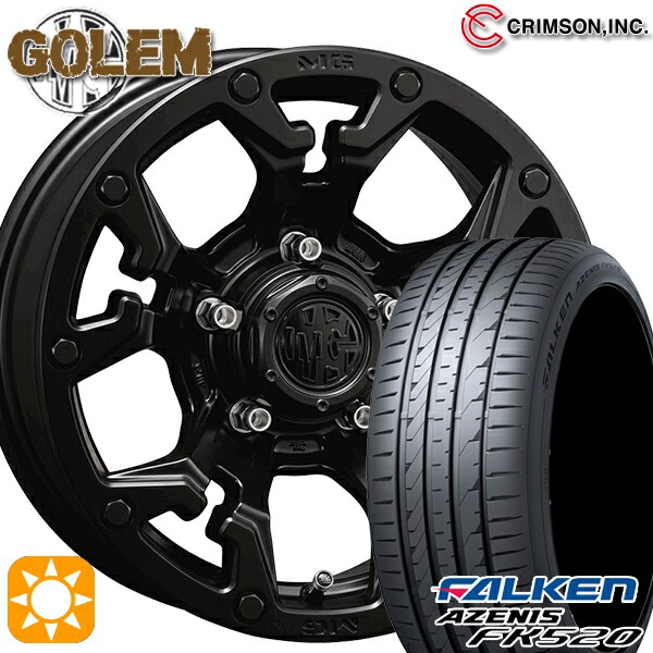 215/45R17 91Y XL ファルケン アゼニス FK520 クリムソン MG ゴーレム マットブラック 17インチ 7.0J 5H114.3 サマータイヤホイールセット