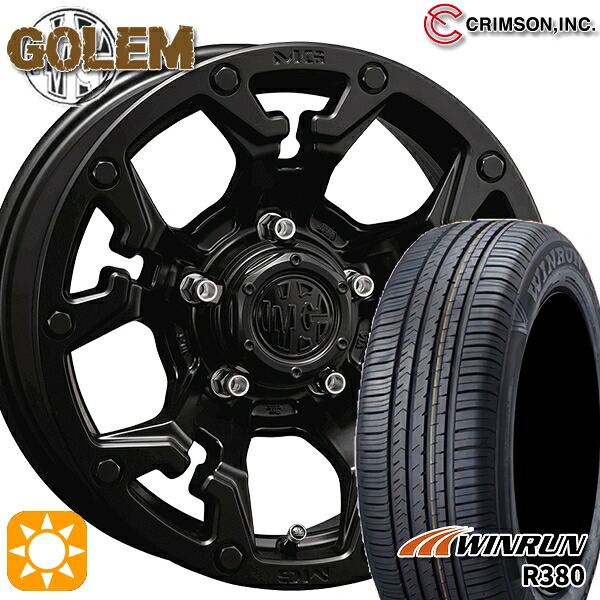 セレナ ラフェスタ 195/60R16 89H ウィンラン R380 クリムソン MG ゴーレム マットブラック 16インチ 7.0J 5H114.3 サマータイヤホイールセット