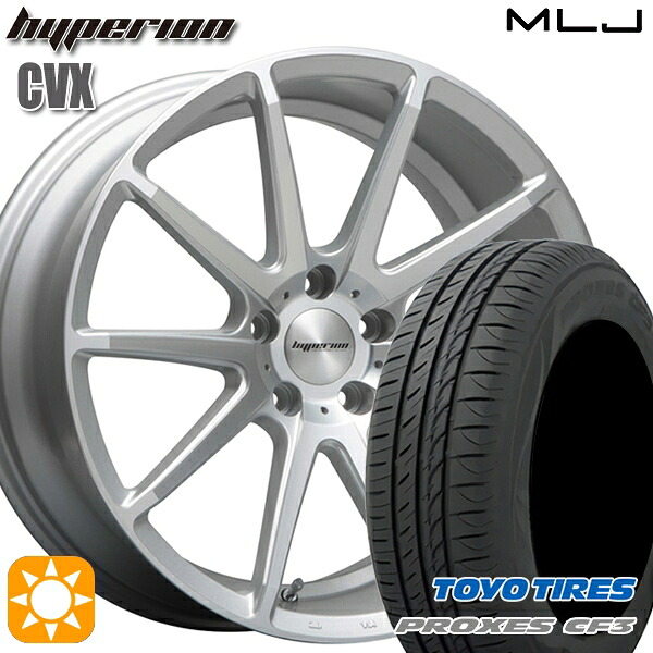 4/20ﾎﾟｲﾝﾄ10倍★マークX スカイライン 225/45R18 95W XL トーヨー プロクセス CF3 MLJ ハイペリオン CVX セミグロスポリッシュ/シルバー 18インチ 8.0J 5H114.3 サマータイヤホイールセット 109,120円