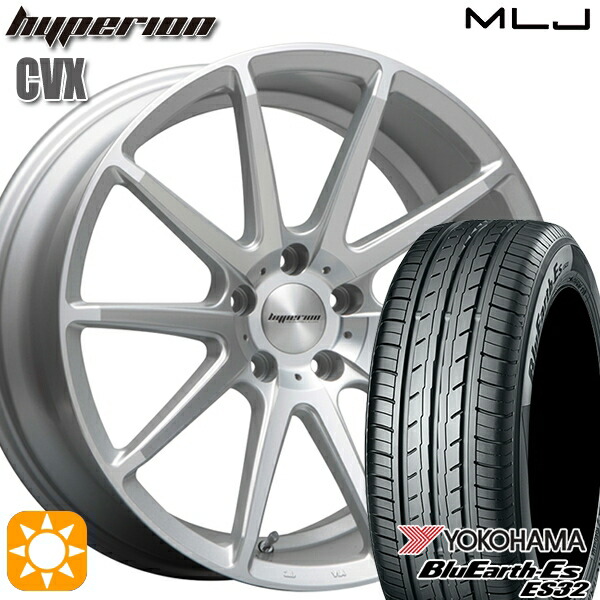 225/45R18 95W XL ヨコハマ ブルーアース ES32 MLJ ハイペリオン CVX セミグロスポリッシュ/シルバー 18インチ 8.0J 5H114.3 サマータイヤホイールセット