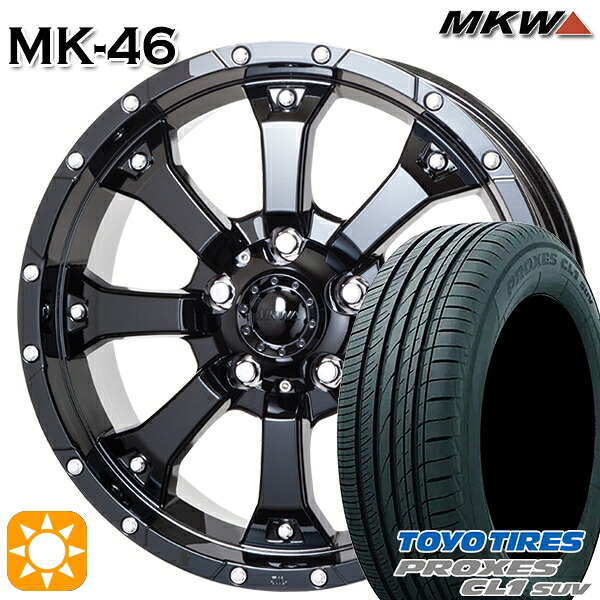 215/60R16 95V トーヨー プロクセス CL1 SUV MKW MK-46 グロスブラック 16インチ 7.0J 5H114.3 サマータイヤホイールセット