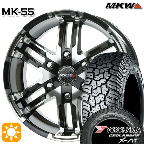 200系ハイエース 215/65R16 109/107Q ヨコハマ ジオランダー X-AT G016 OWL MKW MK-46 M/L+ ダイヤカットグロスブラック 16インチ 6.5J 6H139.7 サマータイヤホイールセット