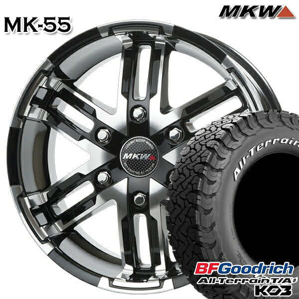 215/70R16 100/97S RWL BFグッドリッチ オールテレーン T/A KO3 MKW MK-46 M/L+ ダイヤカットグロスブラック 16インチ 6.5J 6H139.7 サマータイヤホイールセット