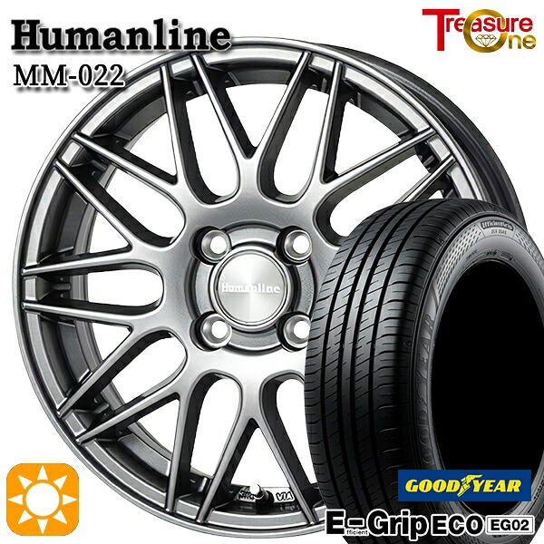 フィット アクア 185/60R15 84H グッドイヤー エフィシェントグリップ EG02 トレジャーワン ヒューマンライン MM022 DG 15インチ 5.5J 4H100 サマータイヤホイールセット|タイヤホイール激安王国