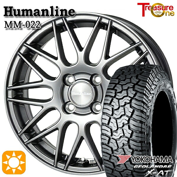 アゲトラ 145R14C 85/83Q ヨコハマ ジオランダーX-AT G016 トレジャーワン ヒューマンライン MM022 DG 14インチ 4.5J 4H100 サマータイヤホイールセット