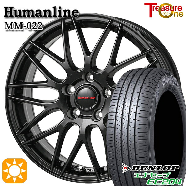 エスティマ ヤリスクロス 215/60R16 95H ダンロップ エナセーブ EC204 トレジャーワン ヒューマンライン MM022 BK 16インチ 6.5J 5H114.3 サマータイヤホイールセット