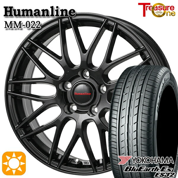 エルグランド クロスロード 215/65R16 98H ヨコハマ ブルーアース ES32 トレジャーワン ヒューマンライン MM022 BK 16インチ 6.5J 5H114.3 サマータイヤホイールセット