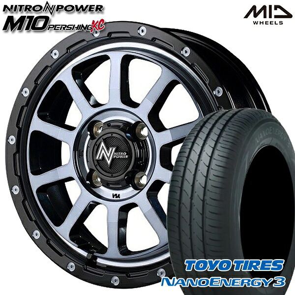 4/20ポイント10倍★エブリィワゴン 165/60R14 75H トーヨー ナノエナジー3 MID ナイトロパワー M10パーシングKC BMB 14インチ 4.5J 4H100 サマータイヤホイールセット
