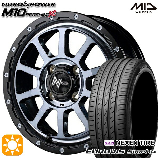 4/20ﾎﾟｲﾝﾄ10倍★165/60R14 75H ロードストーン ユーロビズ Sport 04 MID ナイトロパワー M10パーシングKC BMB 14インチ 4.5J 4H100 サマータイヤホイールセット