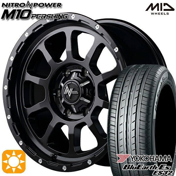 エルグランド クロスロード 215/65R16 98H ヨコハマ ブルーアース ES32 MID ナイトロパワー M10パーシングS SBM 16インチ 7.0J 5H114.3 サマータイヤホイールセット
