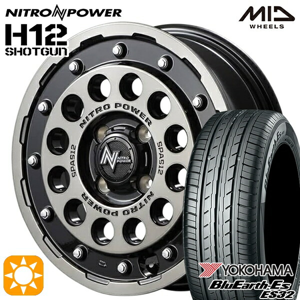 155/65R14 75S ヨコハマ ブルーアース ES32 MID ナイトロパワー H12ショットガン BKM 14インチ 4.5J 4H100 サマータイヤホイールセット