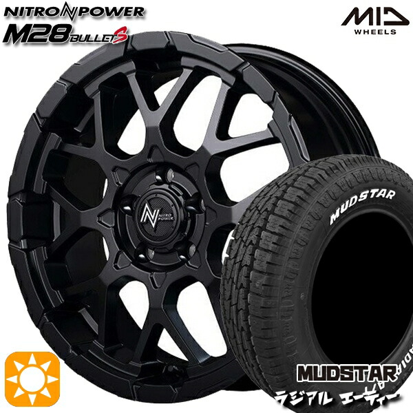 エルグランド クロスロード 215/65R16 109/107L マッドスター ラジアル A/T ホワイトレター MID ナイトロパワー M28バレットS SBK 16インチ 7.0J 5H114.3 サマータイヤホイールセット