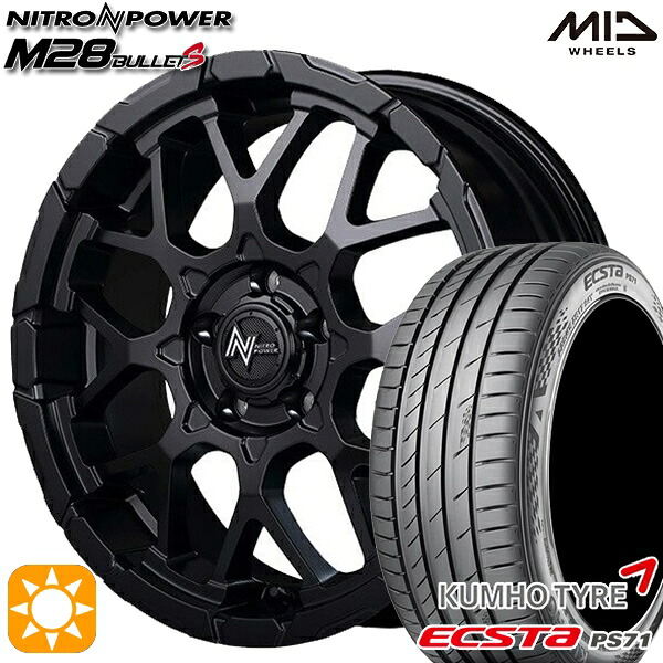 225/45R18 95W XL クムホ エクスタ PS71 MID ナイトロパワー M28バレットS SBK 18インチ 7.0J 5H114.3 サマータイヤホイールセット|タイヤホイール激安王国