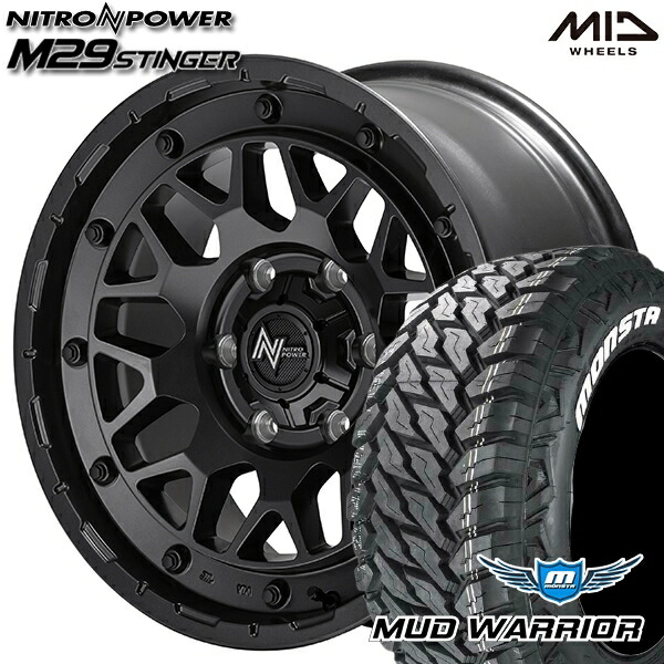 265/70R17 121/118Q 10PR LT モンスタ マッドウォーリアー MID ナイトロパワー M29スティンガー BBK 17インチ 8.0J 6H139.7 サマータイヤホイールセット