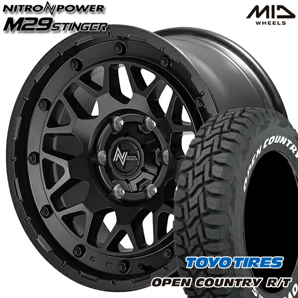4/20ﾎﾟｲﾝﾄ10倍★265/65R17 112Q トーヨー オープンカントリー R/T ホワイトレター MID ナイトロパワー M29スティンガー BBK 17インチ 8.0J 6H139.7 サマータイヤホイールセット