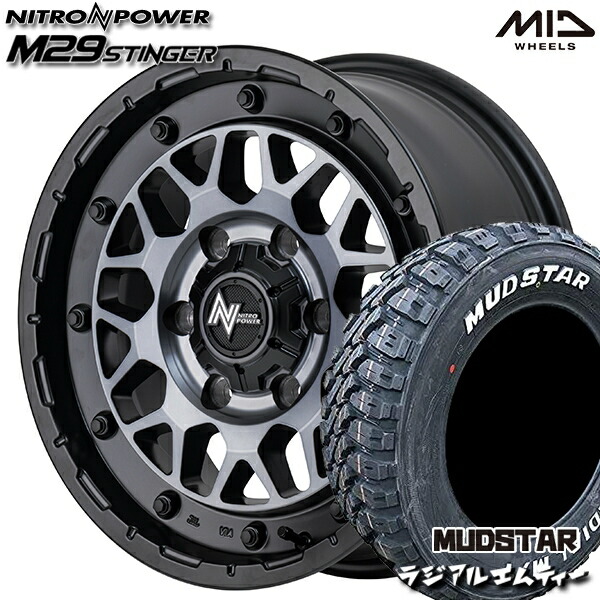 215/60R17 109/107R マッドスター ラジアル M/T ホワイトレター MID ナイトロパワー M29スティンガー SBC 17インチ 6.5J 6H139.7 サマータイヤホイールセット｜タイヤホイール激安王国