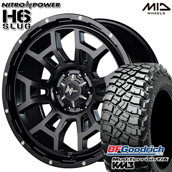 4/10ﾎﾟｲﾝﾄ10倍★LT265/65R17 120/117Q RBL BFグッドリッチ マッドテレーン T/A KM3 MID ナイトロパワー H6スラッグ SBM 17インチ 8.0J 6H139.7 サマータイヤホイールセット