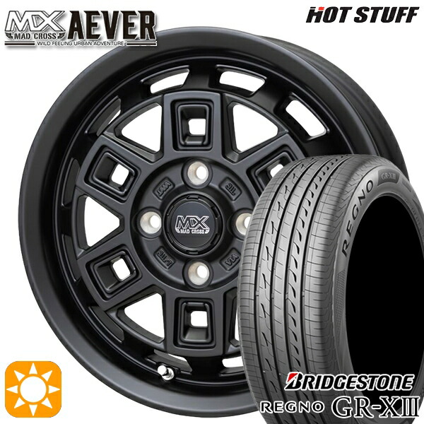 フィット デミオ 175/65R14 82H ブリヂストン レグノ GRX3 ホットスタッフ マッドクロスアイヴァー MTBK 14インチ 5.0J 4H100+35 サマータイヤホイールセット