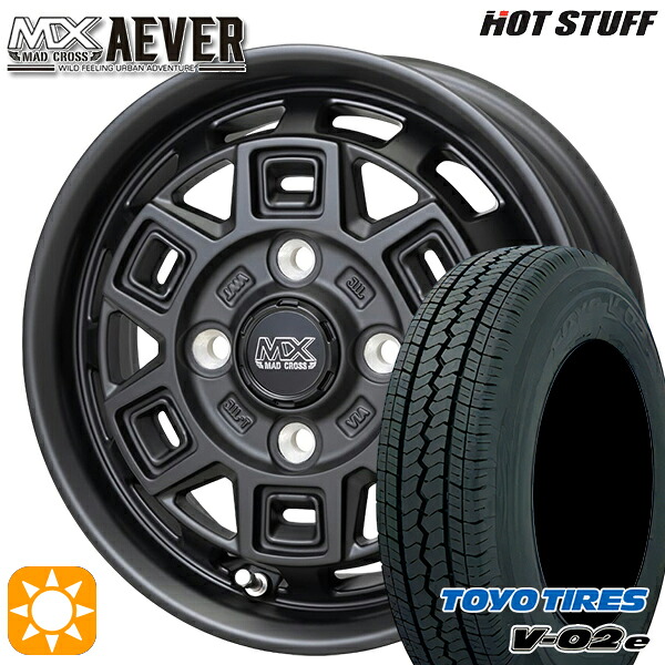 軽トラ軽バン用 145/80R12 80/78N トーヨー V02E V-02E ホットスタッフ マッドクロスアイヴァー MTBK 12インチ 新品サマータイヤホイール 4本セット 送料無料