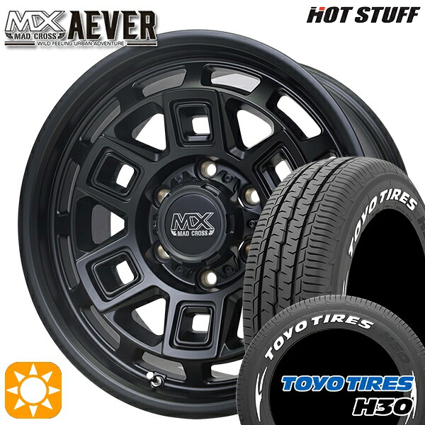 キャラバン専用 195/80R15 107/105N トーヨー H30 ホワイトレター ホットスタッフ マッドクロスアイヴァー MTBK 15インチ 6.0J 6H139.7+44 サマータイヤホイールセット