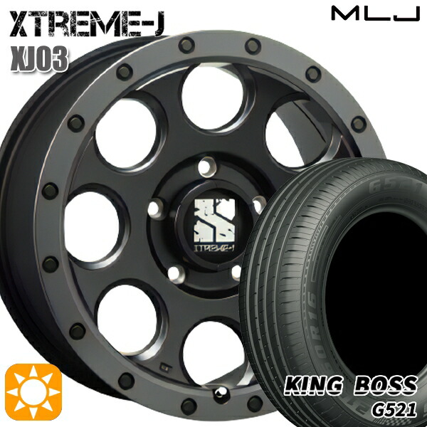 215/60R16 95V キングボス G521 MLJ エクストリームJ XJ03 フラットブラック/スモークフランジ 16インチ 7.0J 5H114.3 サマータイヤホイールセット 71,775円