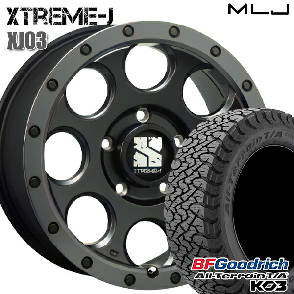 225/65R17 107/103S RBL BFグッドリッチ オールテレーン T/A KO3 MLJ エクストリームJ XJ03 フラットブラック/スモークフランジ 17インチ 7.5J 5H114.3 サマータイヤホイールセット