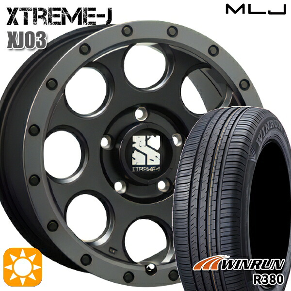 エスティマ ヤリスクロス 215/60R16 95H ウィンラン R380 MLJ エクストリームJ XJ03 フラットブラック/スモークフランジ 16インチ 7.0J 5H114.3 サマータイヤホイールセット｜タイヤホイール激安王国