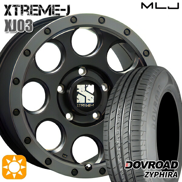 215/65R16 98H DOVROAD ザイファイラ MLJ エクストリームJ XJ03 フラットブラック/スモークフランジ 16インチ 7.0J 5H114.3 サマータイヤホイールセット|タイヤホイール激安王国