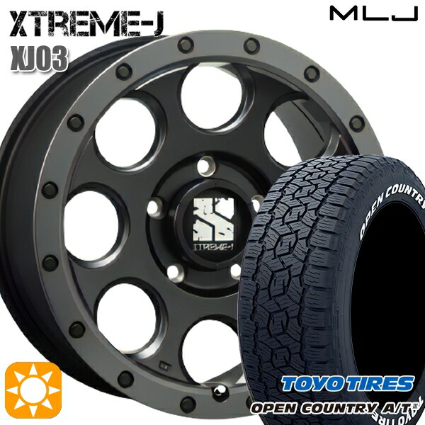 JEEPラングラー 285/70R17 116/113Q トーヨー オープンカントリーA/T3 ホワイトレター MLJ エクストリームJ XJ03 フラットブラック/スモークフランジ 17インチ 7.5J 5H127 サマータイヤホイールセット