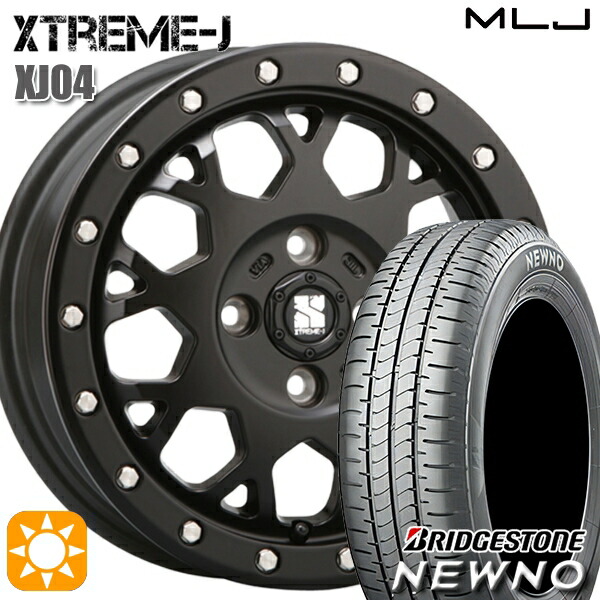 165/65R14 79S ブリヂストン ニューノ MLJ エクストリームJ XJ04 サテンブラック 14インチ 4.5J 4H100 サマータイヤホイールセット
