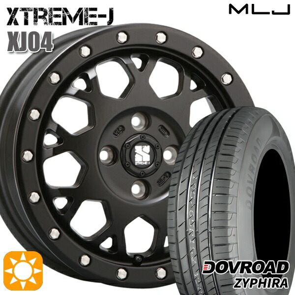 155/65R14 75T DOVROAD ザイファイラ MLJ エクストリームJ XJ04 サテンブラック 14インチ 4.5J 4H100 サマータイヤホイールセット