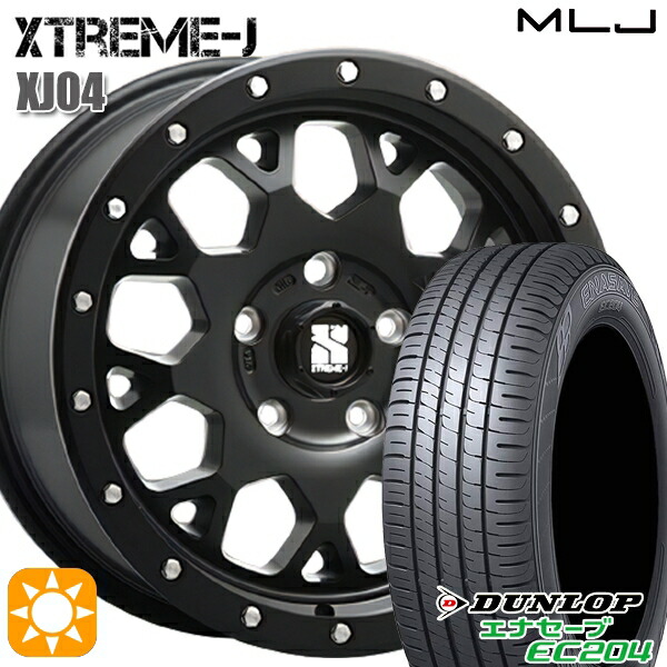 215/60R16 95H ダンロップ エナセーブ EC204 MLJ エクストリームJ XJ04 サテンブラック 16インチ 7.0J 5H114.3 サマータイヤホイールセット