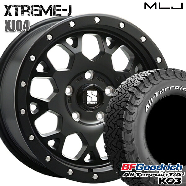 225/70R16 102/99S RWL BFグッドリッチ オールテレーン T/A KO3 MLJ エクストリームJ XJ04 サテンブラック 16インチ 7.0J 5H114.3 サマータイヤホイールセット