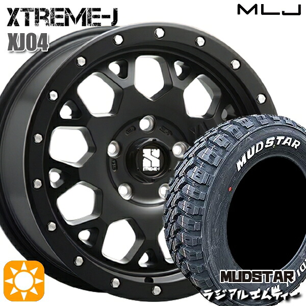 215/65R16 109/107R マッドスター ラジアル M/T ホワイトレター MLJ エクストリームJ XJ04 サテンブラック 16インチ 7.0J 5H114.3 サマータイヤホイールセット