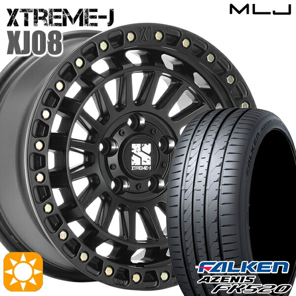 225/55R18 102W XL ファルケン アゼニス FK520 MLJ エクストリームJ XJ08 サテンブラック 18インチ 8.0J 5H114.3+40 サマータイヤホイールセット