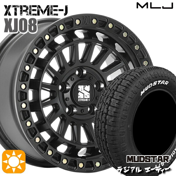 215/65R16 109/107L マッドスター ラジアル A/T ホワイトレター MLJ エクストリームJ XJ08 サテンブラック 16インチ 7.0J 5H114.3 サマータイヤホイールセット