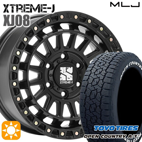 285/60R18 120H XL トーヨー オープンカントリーA/T3 ホワイトレター MLJ エクストリームJ XJ08 サテンブラック 18インチ 8.0J 6H139.7+50 サマータイヤホイールセット